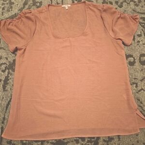 Maurices Cinched Shoulder Salmon Pink Lightweight Dress Shirt Size Large